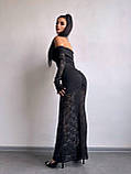 Жіноче вечірнє мереживне плаття максі з драпіруванням, фото 2
