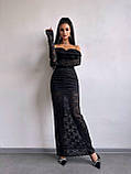 Жіноче вечірнє мереживне плаття максі з драпіруванням, фото 4