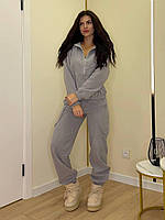 Флисовый костюм женский худи с капюшоном и штаны на резинке снизу 42-44 44-48