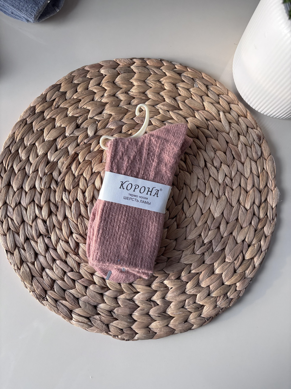 Теплі жіночі термошкарпетки, шерсть альпаки, рожеві, фото 1