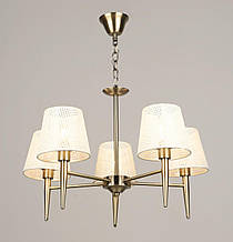 Люстра стельова на 5 плафонів VALESO KH2360/5, патрон E14, Тканина, Бронза