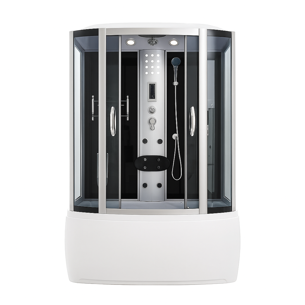 Душовий бокс 168 RC 150х85х215 см з ванною сатин з гідромасажем тоноване скло розсувні двері