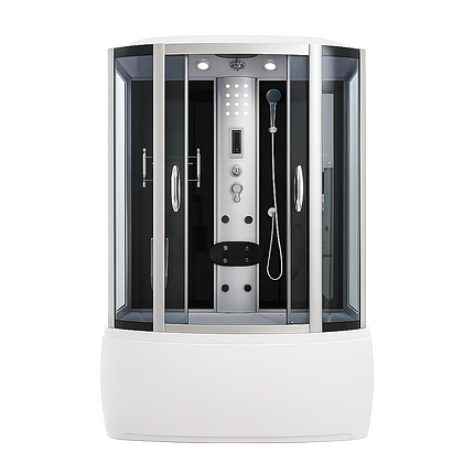 Душовий бокс 168 RC 150х85х215 см з ванною сатин з гідромасажем тоноване скло розсувні двері, фото 1