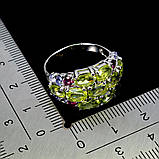 Каблучка. Натуральний перидот, гранат родоліт і танзаніт. Срібло 925., фото 2