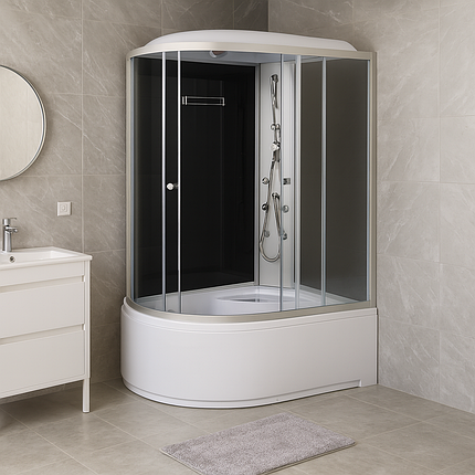 Душовий бокс 81 R RC правий 120х80х215 см з глибоким піддоном асиметричний з гідромасажем тонований, фото 2