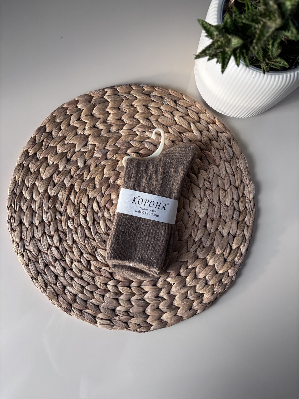 Теплі жіночі термошкарпетки, шерсть альпаки, мокко, фото 1