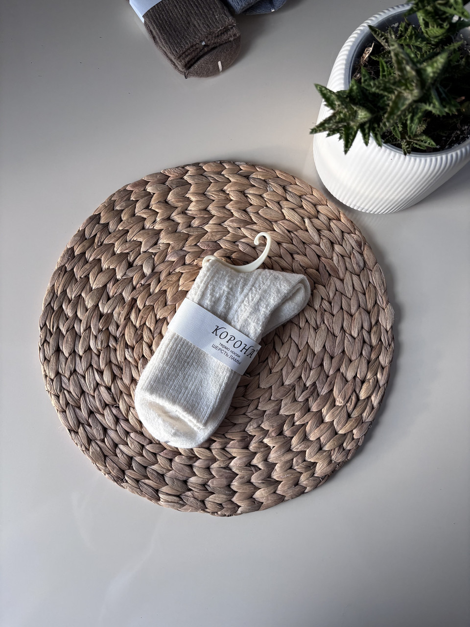 Теплі жіночі термошкарпетки, шерсть альпаки, молочні, фото 1