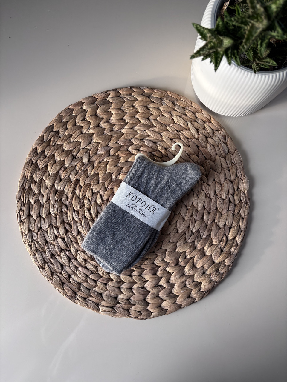 Теплі жіночі термошкарпетки, шерсть альпаки, сірі, фото 1