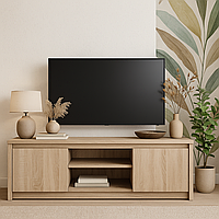 Сучасна тумба під телевізор плазму 130 см 55 дюймів з дверцятами без ручок у спальню вітальню дуб сонома ЛДСП Norton VMV Holding