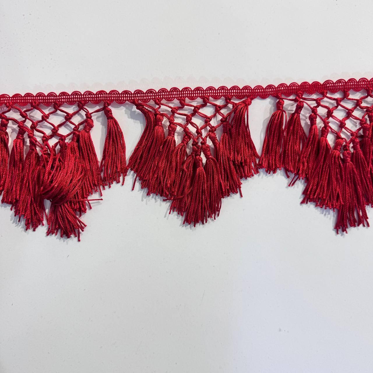 Бахрома червона з китицями (висота 12 см ) ціна за метр