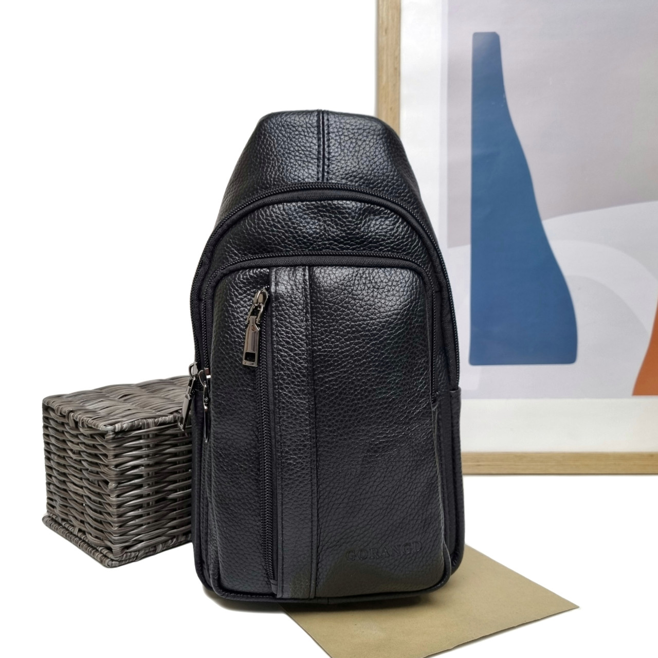 Сумка чоловіча натуральна шкіра чорний Арт.6117 black Gorangd (54), фото 1