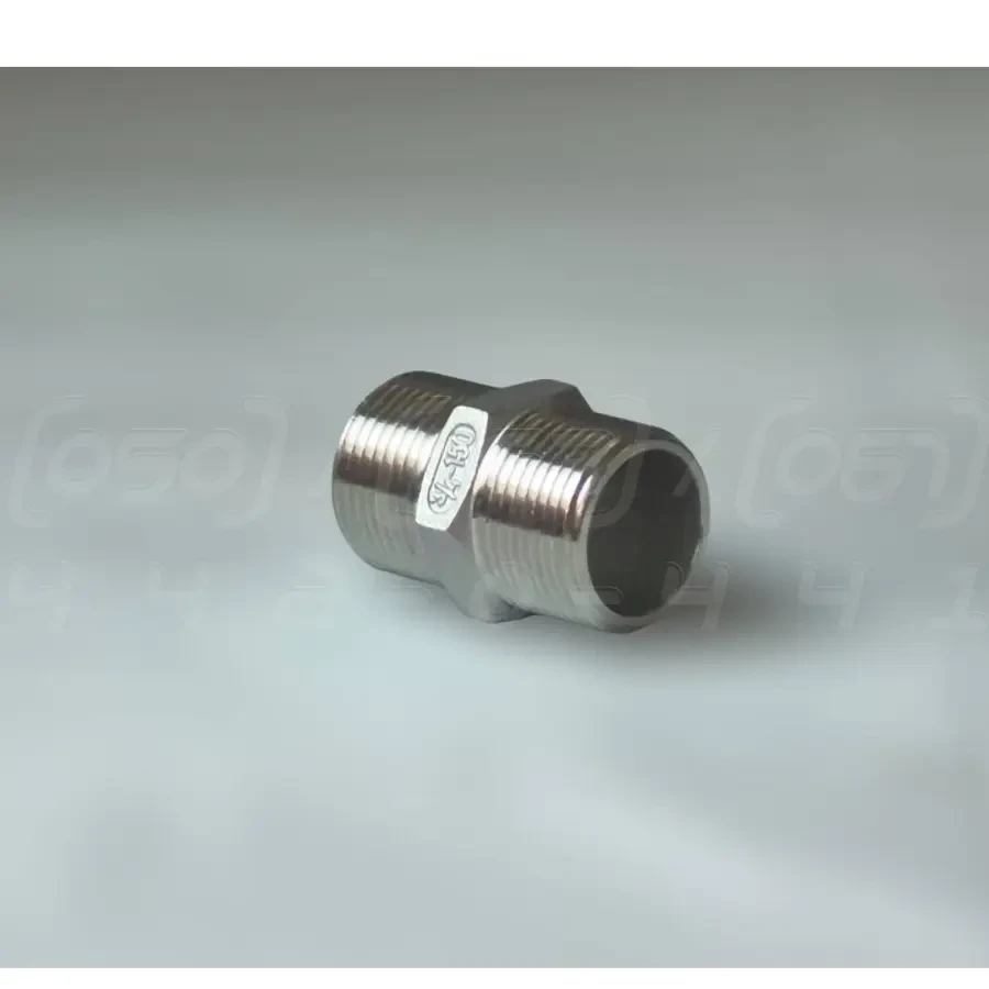 Ніпель різьбовий нержавіючий DN20 (3/4") з шестигранником, н/ж сталь AISI304, різьба BSPP, Class 150, фото 1