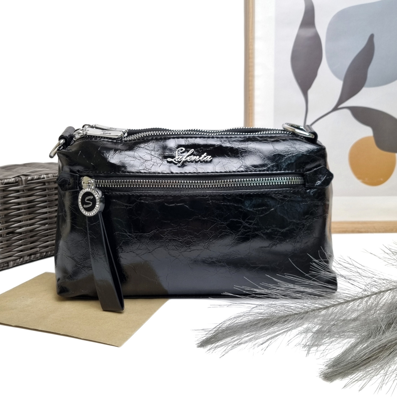 Невелика модна сумка екошкіра чорний Арт.S2219-5 black Safenta (54)