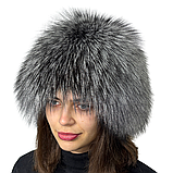 Жіноча зимова хутряна шапка - перука "Снопик" з хутра чорнобурки, фото 3