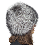 Жіноча зимова хутряна шапка - перука "Снопик" з хутра чорнобурки, фото 4