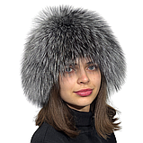 Жіноча зимова хутряна шапка - перука "Снопик" з хутра чорнобурки, фото 2