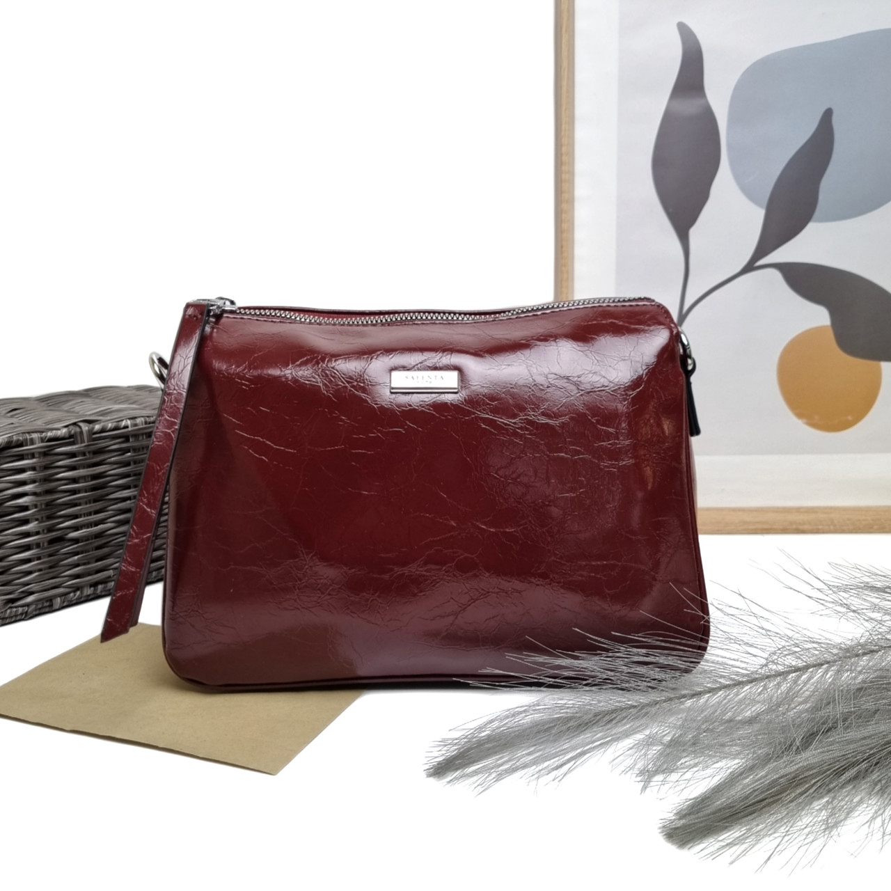 Сумка крос-боді екошкіра бордовий Арт.S2107-2 winered Safenta (54)