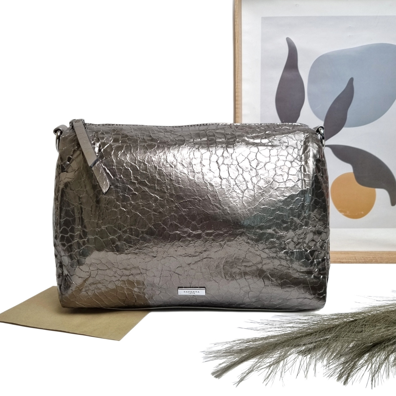 Красива сумка екошкіра сріблястий Арт.S58083-2 silver Safenta (54)