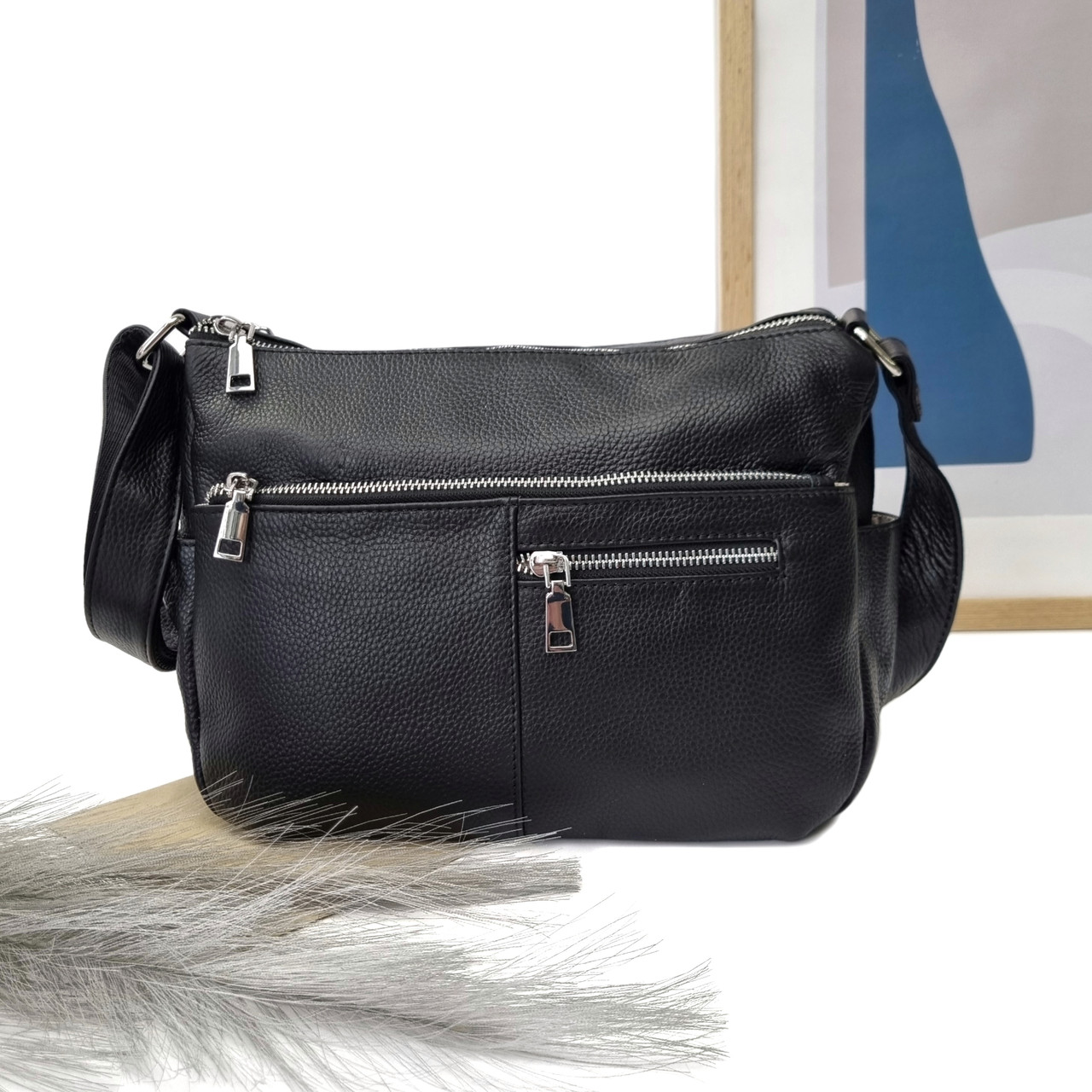 Жіноча сумка з натуральної шкіри чорний Арт.8531 black VIVAVERBA Україна — (54)