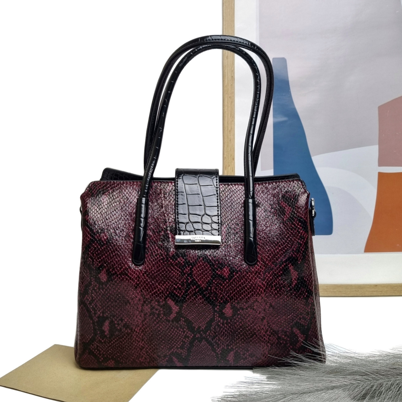 Жіноча сумка-тоут екошкіра бордовий Арт.S5266-2 winered Safenta (54)