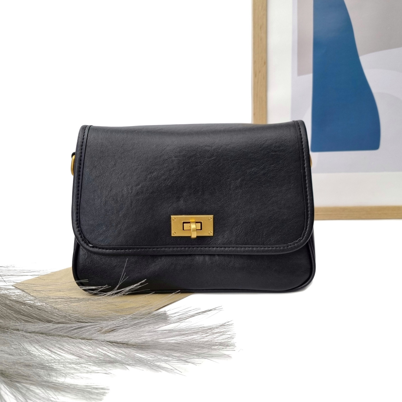 Жіноча шкіряна сумка на плече чорний Арт.H276 black VIVAVERBA Україна — (54)