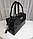Велика жіноча сумка саквояж модна міська чорна рептилія екошкіра, фото 3