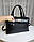 Велика жіноча сумка саквояж модна міська чорна екошкіра, фото 5