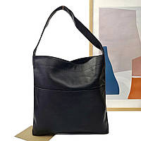 Сумка-шопер натуральна шкіра чорний Арт.9911 black VIVAVERBA Україна — ( стулки)