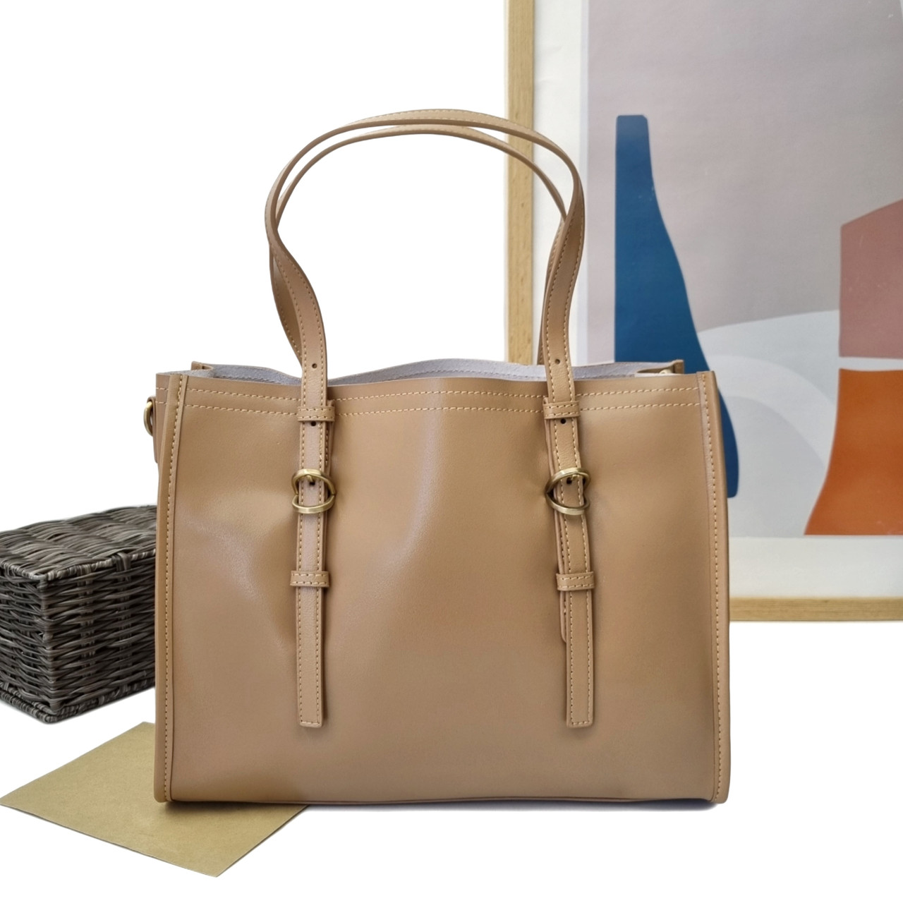 Стильна жіноча сумка натуральна шкіра бежевий Арт.272 beige VIVAVERBA Україна — (59)