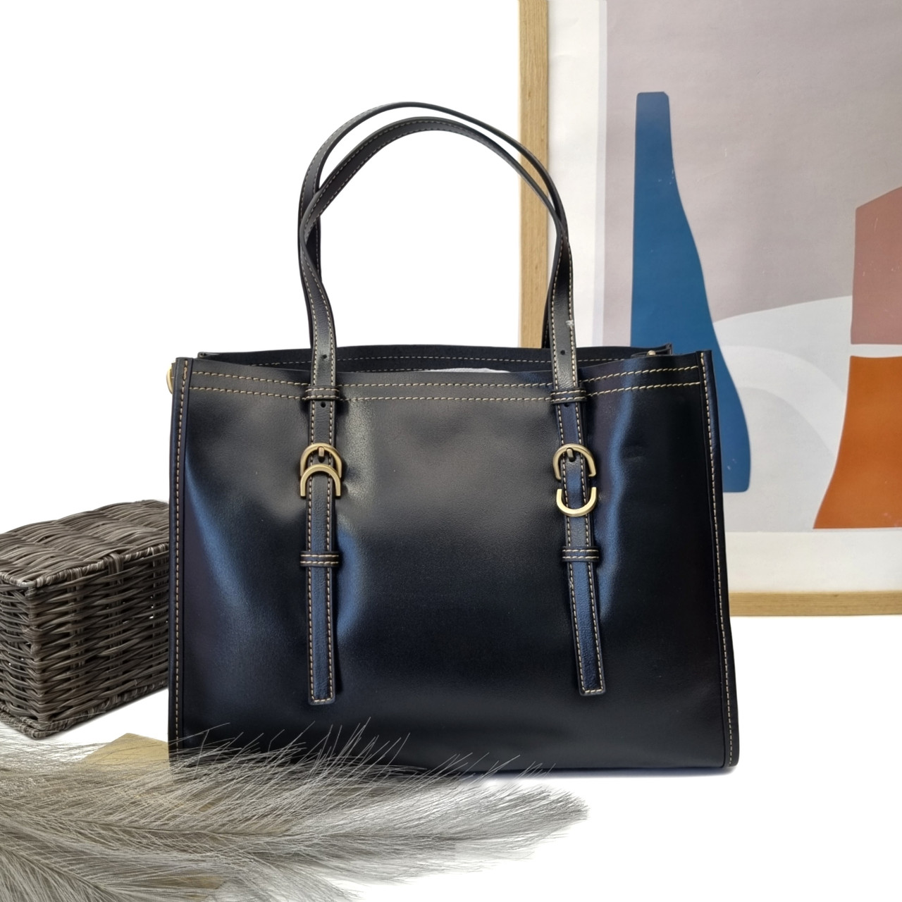 Сумка тоут натуральна шкіра чорний Арт.272 black VIVAVERBA Україна — (54)