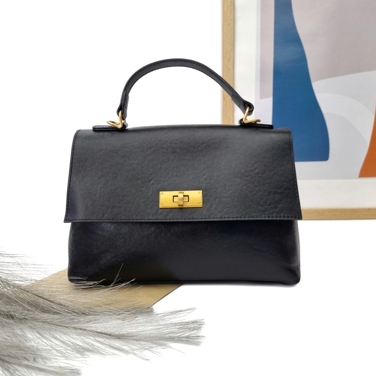 Модна сумка натуральна шкіра чорний Арт.6085 black VIVAVERBA Україна — (54), фото 1