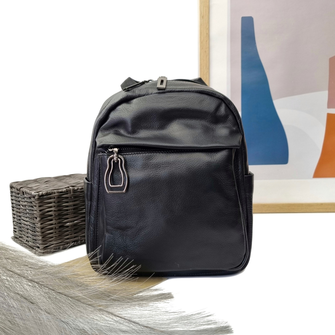 Стильний рюкзак натуральна шкіра чорний Арт.711 black VIVAVERBA Україна — (541), фото 1