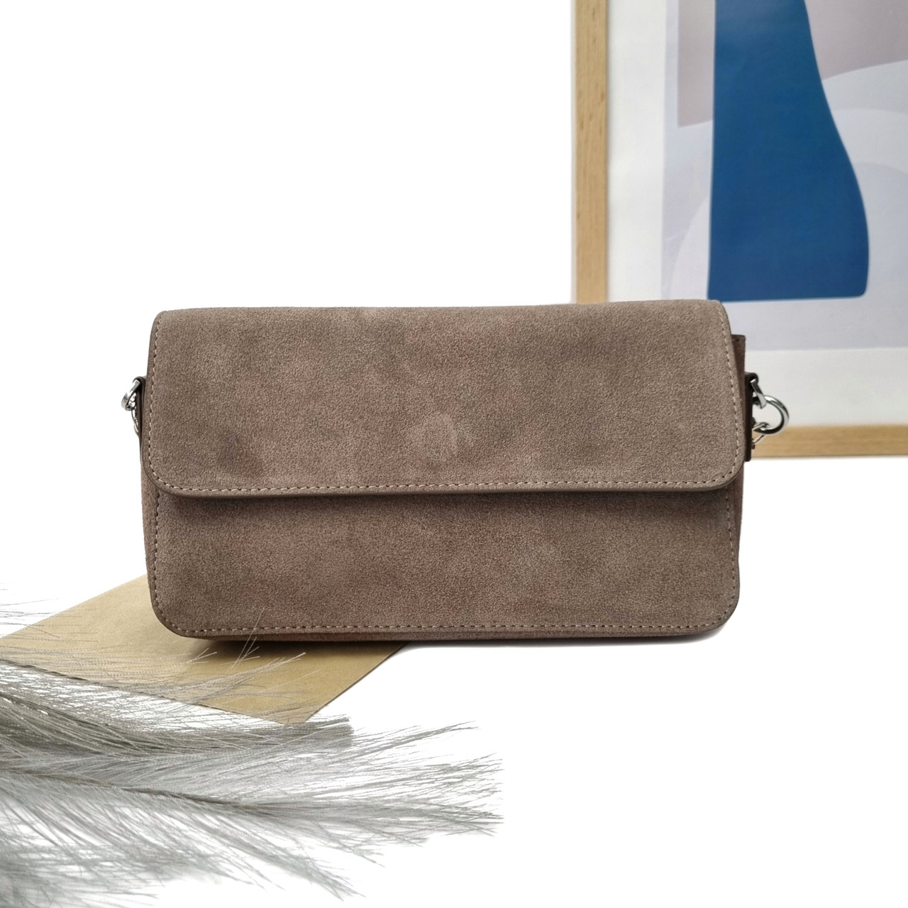 Стильна жіноча сумка натуральна замша моко Арт.89-6809-2 coffee VIVAVERBA Україна — (54)