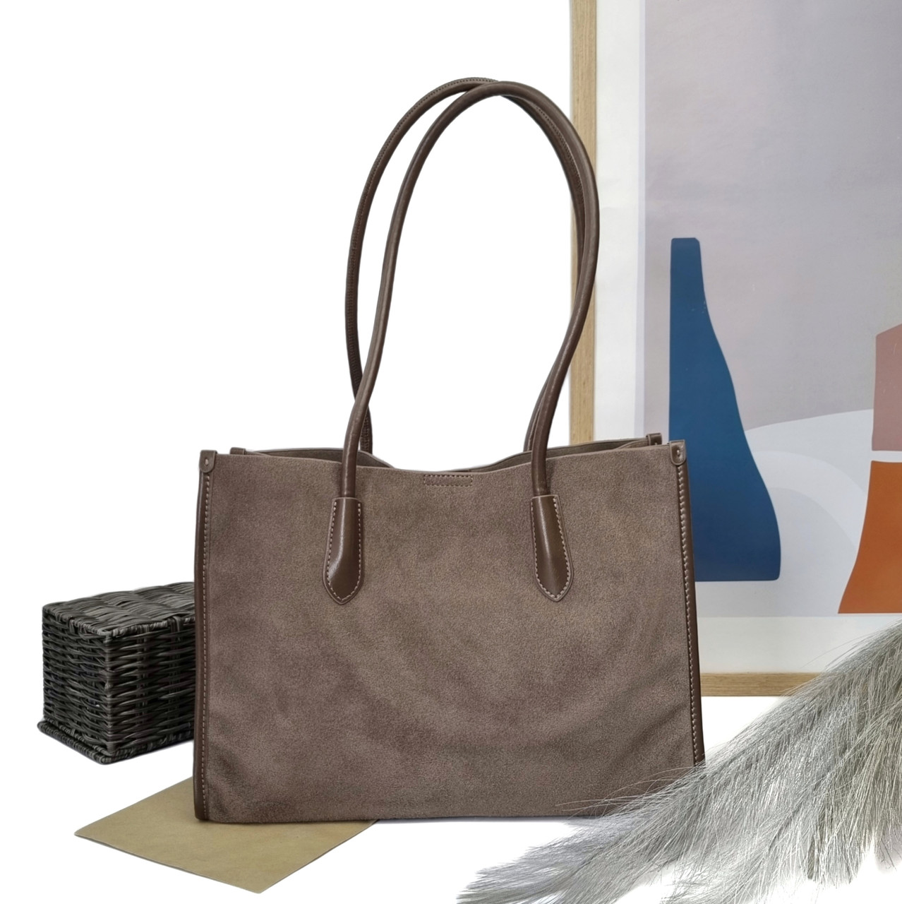 Сумка тоут натуральна замша моко Арт.89-6812-1 coffee VIVAVERBA Україна — (54)