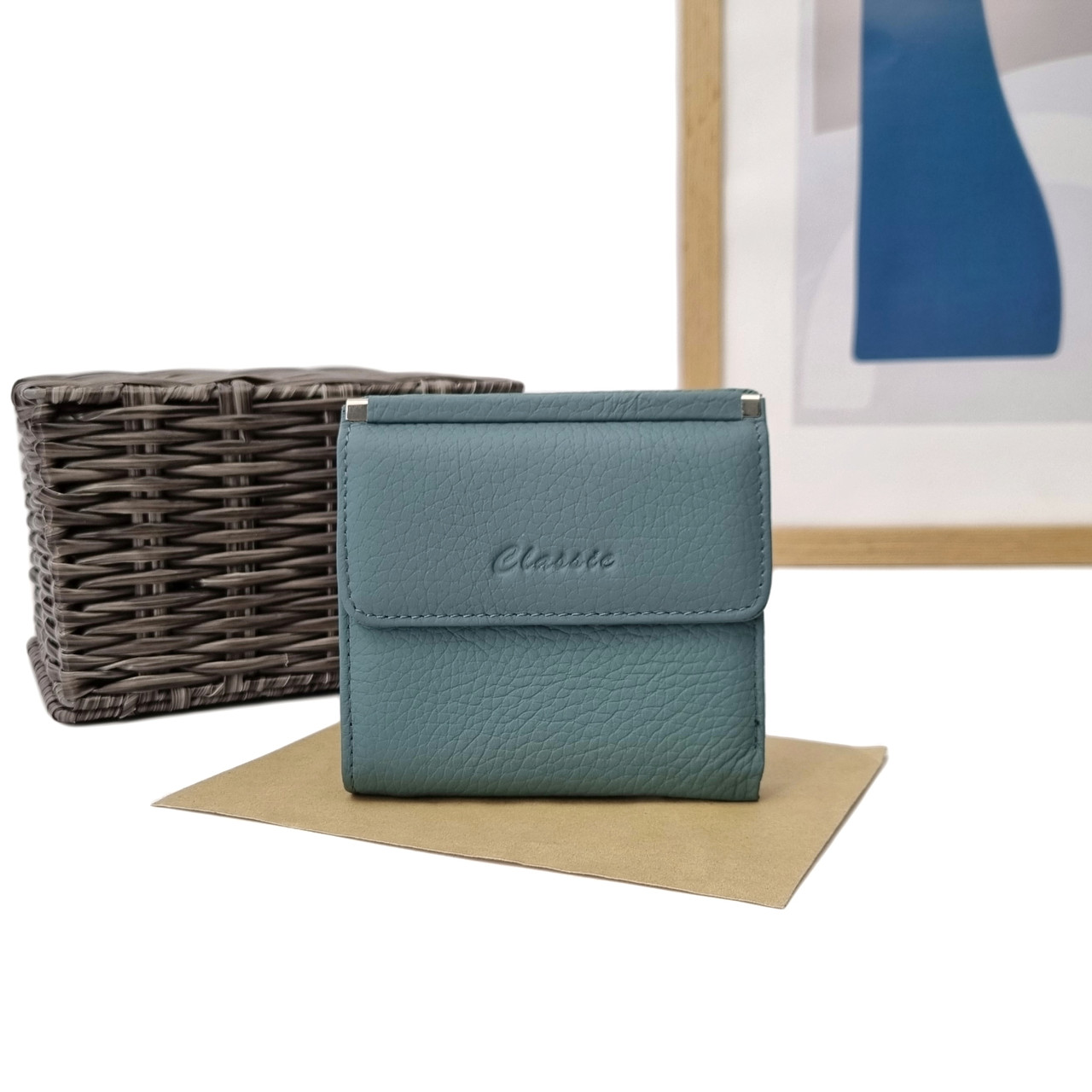 Гаманець на кнопці натуральна шкіра блакитний Арт.2202-8848A-26 l.blue GENUINE LEATHER (54), фото 1