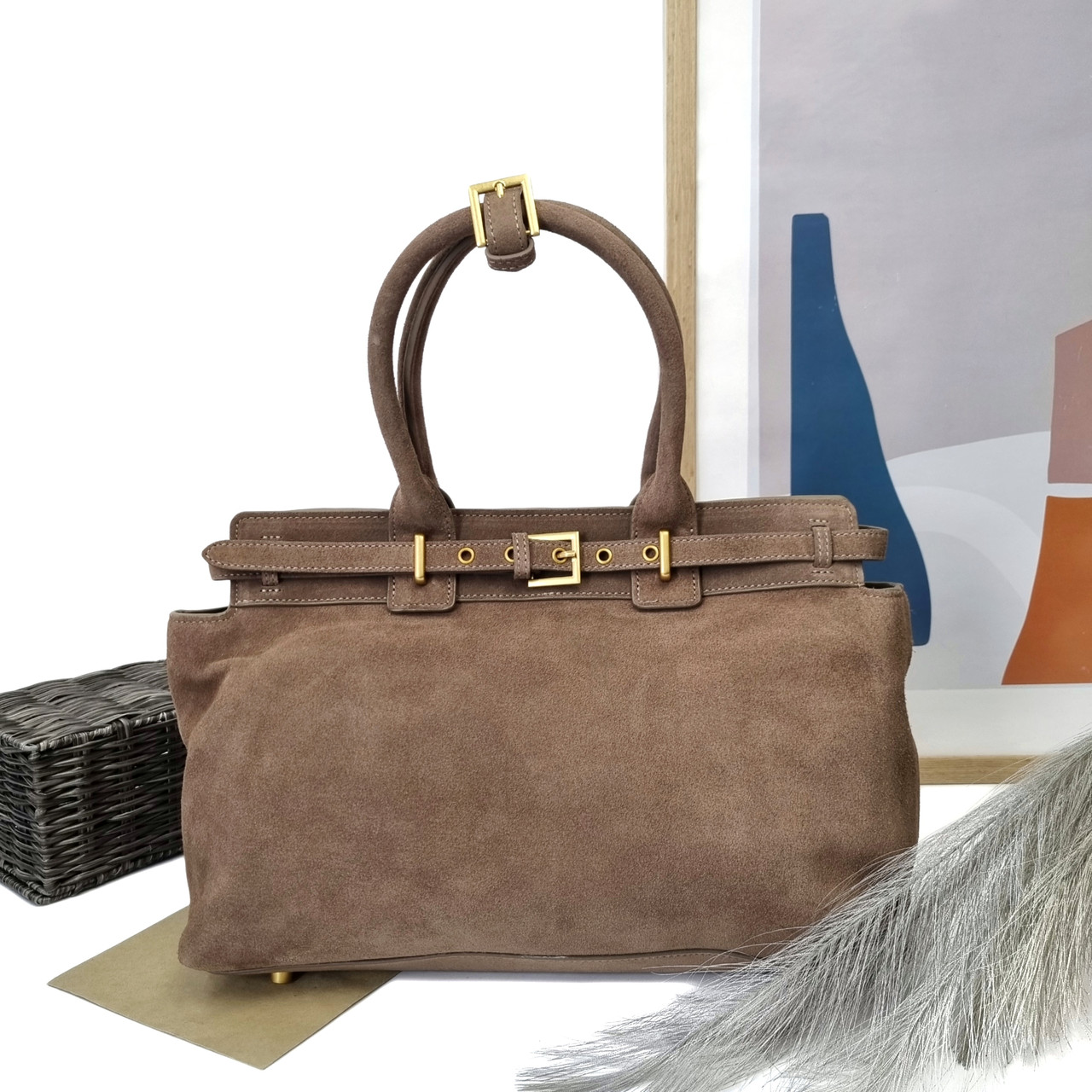 Модна жіноча сумка натуральна замша моко Арт.89-7107 coffee VIVAVERBA Україна — (54)