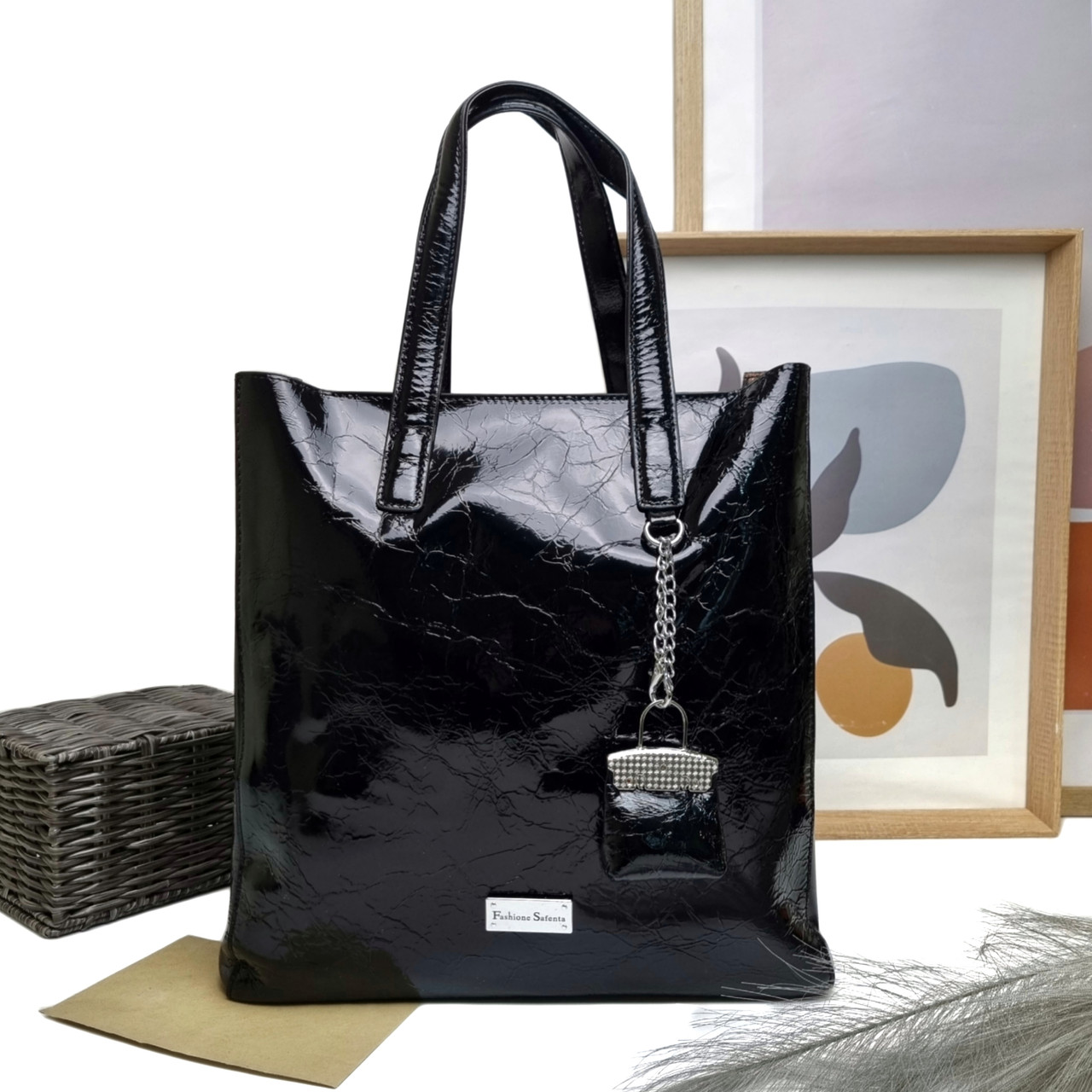 Сумка для жінок натуральна шкіра чорний Арт.S91147 black Safenta (54)