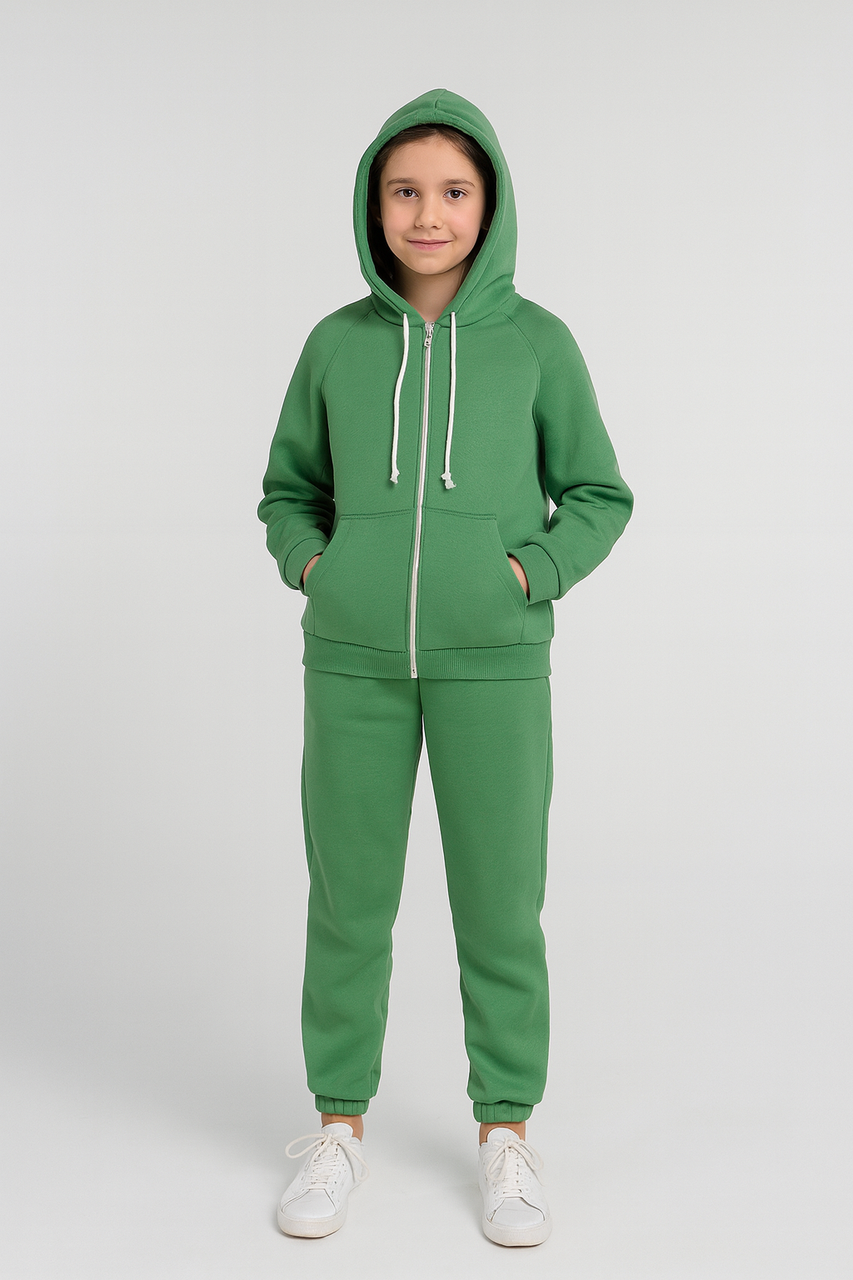 Спортивний костюм дитячий для дівчинки зелений, фото 1