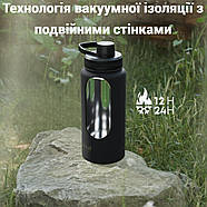 Пляшка для води металева з подвійною вакуумною ізоляцією Bohtal Insulated Sports Bottle 960 ml/32 oz Black, фото 2