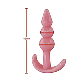 Набір силіконових анальних пробок та ланцюжка 3 шт., Стимулятори ануса + Лубрикант, Інтимні іграшки, фото 3