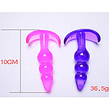 Набір силіконових анальних пробок та ланцюжка 3 шт., Стимулятори ануса + Лубрикант, Інтимні іграшки, фото 5