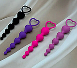 Набір силіконових анальних пробок та ланцюжка 3 шт., Стимулятори ануса + Лубрикант, Інтимні іграшки, фото 10