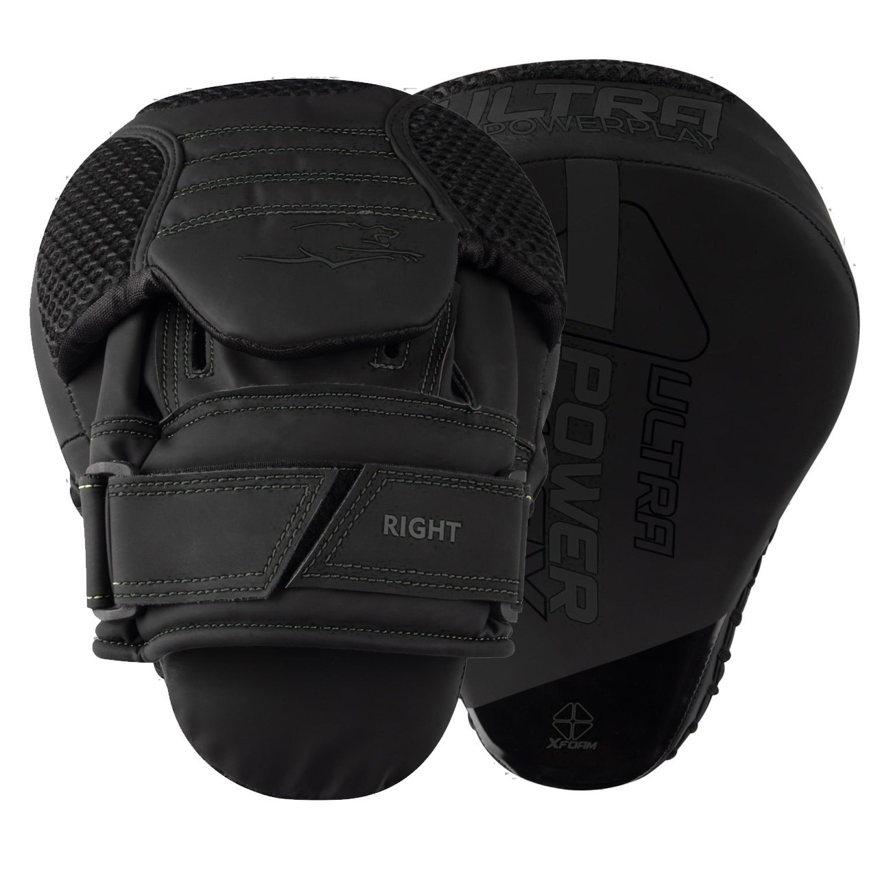 Лапи боксерські PowerPlay 3044 Pro Carbon Ultra Series Чорні PU [пара], фото 1