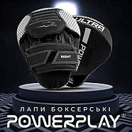 Лапи боксерські PowerPlay 3044 Pro Carbon Ultra Series Чорні PU [пара], фото 6