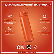 Пляшка для води металева ION8 600 мл. Stainless Steel , Hearty Orange, фото 4