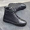 Зимові чоловічі шкіряні черевики на блискавці чорні утеплені з натуральної шкіри на хутрі на зиму, розмір 40-45, фото 3