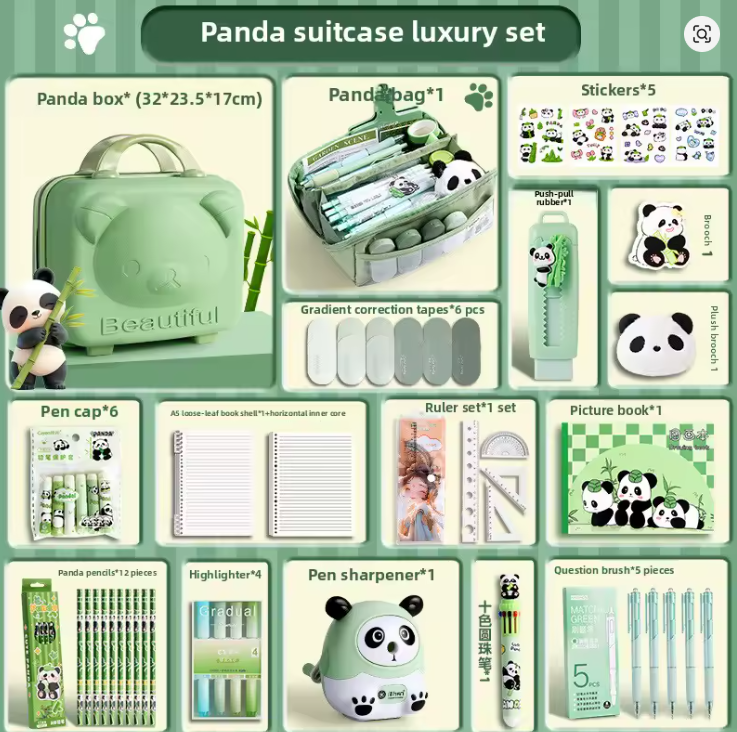 Дитячий набір канцелярського приладдя для школи Панда Panda Dt, фото 1