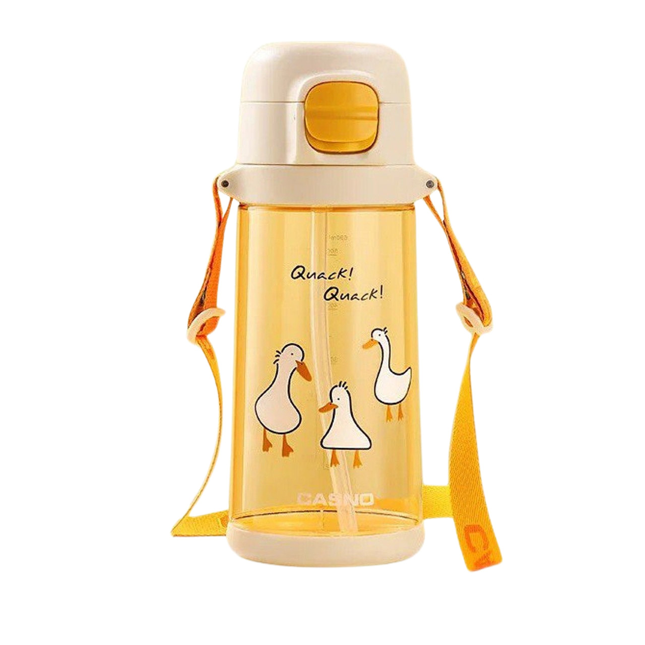 Пляшка для води CASNO 690 мл KXN-1219 Помаранчева (Гуси) з соломинкою, фото 1
