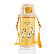 Пляшка для води CASNO 690 мл KXN-1219 Помаранчева (Гуси) з соломинкою, фото 2
