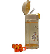 Пляшка для води CASNO 690 мл KXN-1219 Помаранчева (Гуси) з соломинкою, фото 3